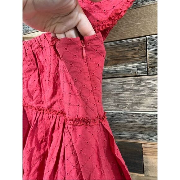 Cinq a Sept NWT Marcia Tiered Mini Dress Red Ruffle Eyelet Laceup Cotton Sz 4 - Picture 5 of 11